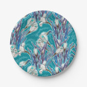 Assiettes En Carton Crocus blancs Motif Floral Fleur de printemps Turq (Devant)