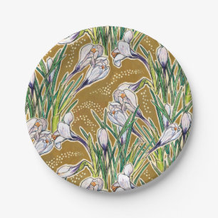 Assiettes En Carton Crocus, motifs floraux, belles fleurs printanières