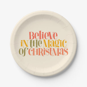 Assiettes En Carton Croire à la magie de Noël - Style rétro