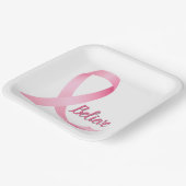 Assiettes En Carton Croire Texte Pink Ribbon Sensibilisation au cancer (Angulaire)
