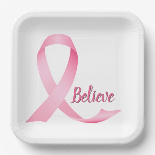 Assiettes En Carton Croire Texte Pink Ribbon Sensibilisation au cancer (Recto)