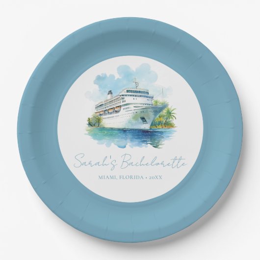 Assiettes En Carton Croisière de Fête de Fiançailles Personnalisée (Devant)