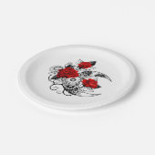 Assiettes En Carton Croissant mécanique avec roses rouges (Angle)