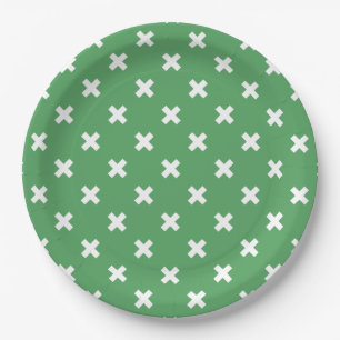 Assiettes En Carton Croix blanche sur le vert
