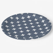 Assiettes En Carton Croix blanches sur bleu-gris (Angle)