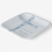Assiettes En Carton croix bleu aquarelle Baptême (Angulaire)