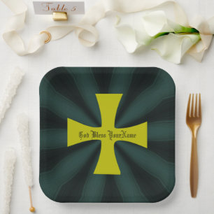 Assiettes En Carton Croix byzantine chrétienne en or faux personnalisé