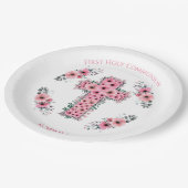 Assiettes En Carton Croix Chic Première Sainte Communion Fille Fleur r (Angle)
