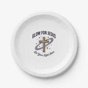 Assiettes En Carton Croix chrétienne Glow for Jesus Vintage Vector