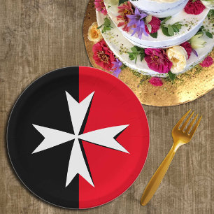 Assiettes En Carton Croix de Malte et symbole du drapeau de Malte / ch