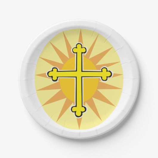Assiettes En Carton Croix d'or (Devant)