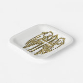 Assiettes En Carton croix d'or catholique blanche (Angulaire)