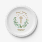 Assiettes En Carton Croix d'or Eucalyptus (Devant)