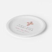 Assiettes En Carton Croix florale rose Fille religieuse Première commu (Angle)