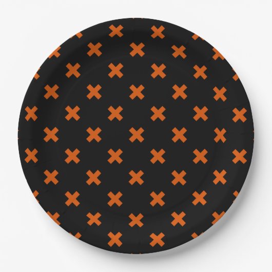 Assiettes En Carton Croix orange sur le noir (Devant)