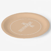 Assiettes En Carton Croix | Peach Communion Baptism Christening (Angle)
