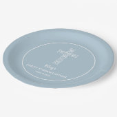 Assiettes En Carton Croix sur la communion bleu acier Baptême Christen (Angle)