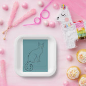 Assiettes En Carton Croquis de chat élégant (Fête)