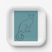 Assiettes En Carton Croquis de chat élégant (Recto)