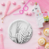 Assiettes En Carton Croquis minimalisme Feuille Palm Tree (Fête)