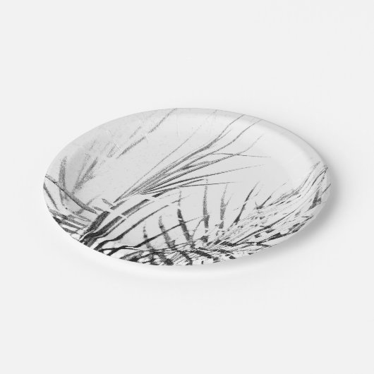Assiettes En Carton Croquis minimalisme Feuille Palm Tree (Angle)