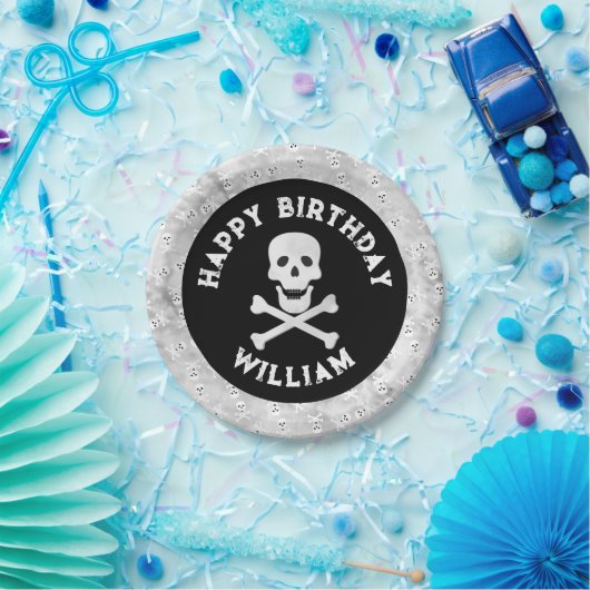Assiettes En Carton Crossbones Halloween Plaque d'anniversaire (Fête)