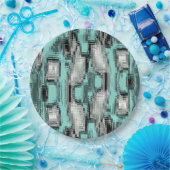 Assiettes En Carton Crossed pixelated lines forming abstract squares (Fête)