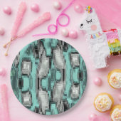 Assiettes En Carton Crossed pixelated lines forming abstract squares (Fête)