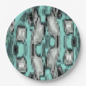 Assiettes En Carton Crossed pixelated lines forming abstract squares (Devant)