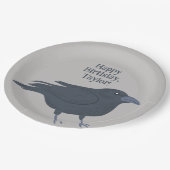 Assiettes En Carton Crow noir sur gris Personnalisé (Angle)