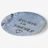 Assiettes En Carton Croyez-vous en vous-même Motivation Blue Denim (Angle)