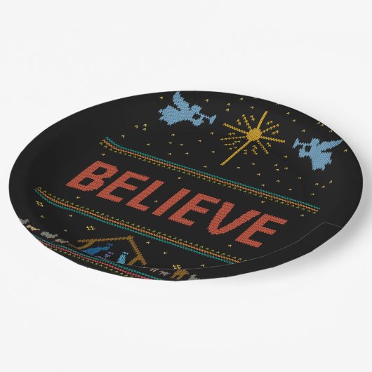 Assiettes En Carton CROYEZ VRAIMENT Chandail de Noël religieux chrétie (Angle)