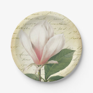 Assiettes En Carton Cru de fleur de magnolia botanique
