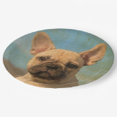 Assiettes En Carton Cru mignon de chiot de bouledogue français, partie (Angle)