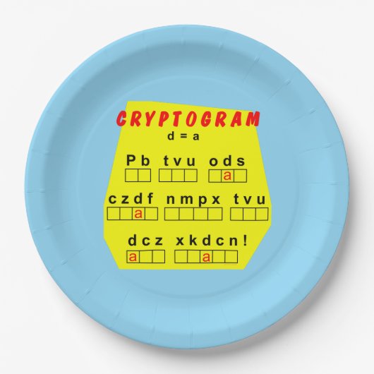 Assiettes En Carton Cryptogramme jaune (Devant)