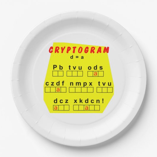 Assiettes En Carton Cryptogramme jaune (Devant)