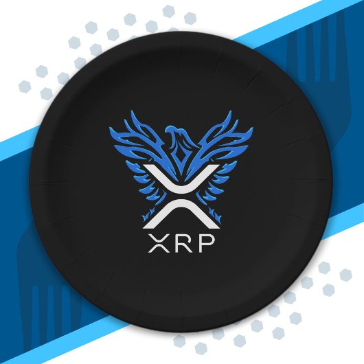 Assiettes En Carton Cryptomonnaie XRP Crypto Logo Blue Rising Phoenix