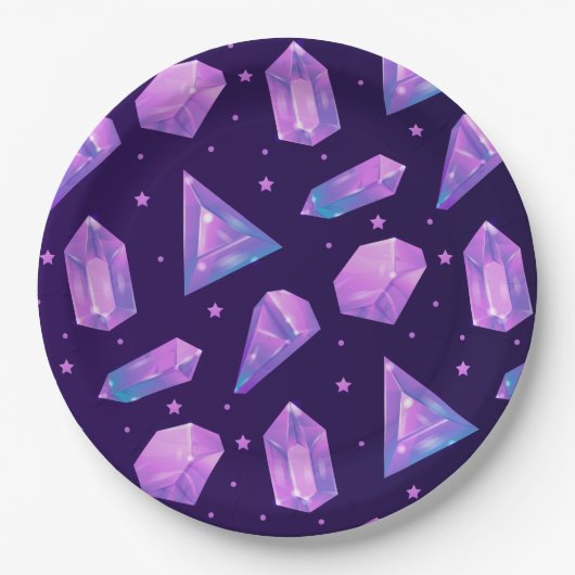Assiettes En Carton Crystal magic Purple Gem Motif Cadeau mignon été (Devant)
