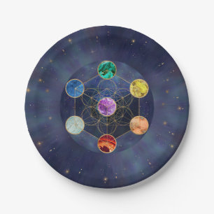 Assiettes En Carton Cube de Metatron Chakras Géométrie sacrée