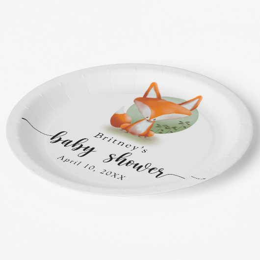 Assiettes En Carton Cube Fox - baby shower (Angle)