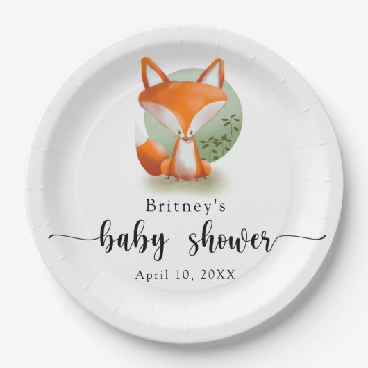 Assiettes En Carton Cube Fox - baby shower (Devant)