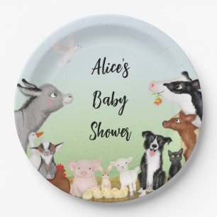Assiettes En Carton Cubes animaux de ferme baby shower plaque ronde pa