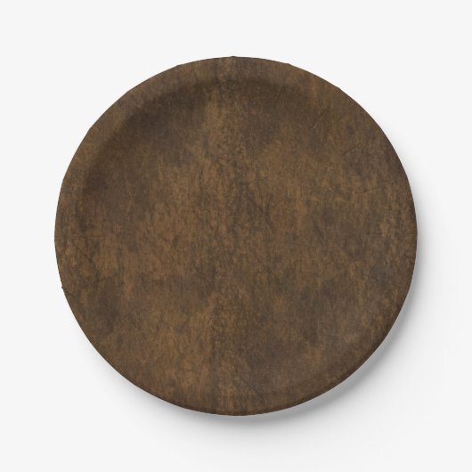 Assiettes En Carton Cuir Brown classique texturé (Devant)