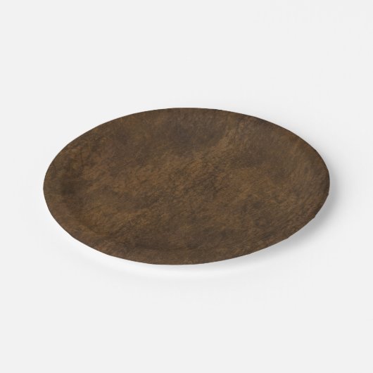 Assiettes En Carton Cuir Brown classique texturé (Angle)