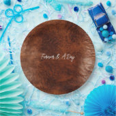 Assiettes En Carton Cuir Brown Western Faux (Fête)