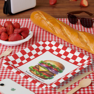Assiettes En Carton Cuire Cute hors hamburger fête personnalisable