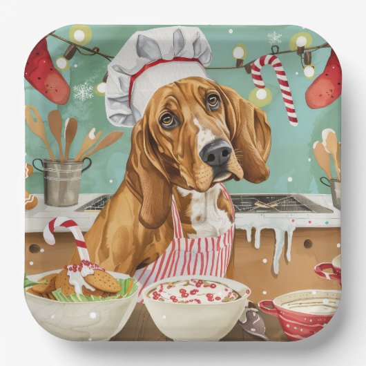 Assiettes En Carton Cuisine de vacances Coonhound : Festive Noël (Recto)
