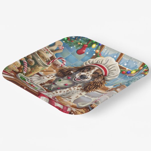 Assiettes En Carton Cuisine de vacances Setter anglais : Festive Chris (Angulaire)