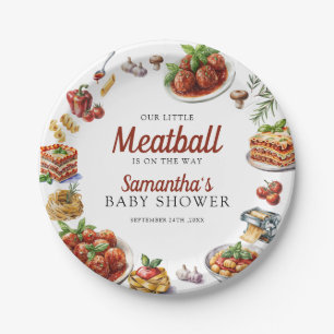 Assiettes En Carton Cuisine italienne Baby shower aquarelle
