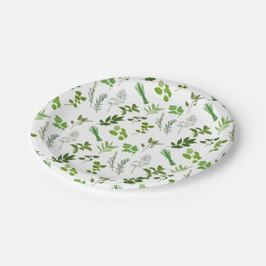 Assiettes En Carton Cuisine verte Herbes de jardin culinaires (Angle)